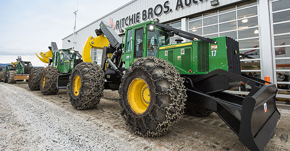 Some John Deere grapple skidders being sold at Ritchie Bros. Prince George Some John Deere grapple skidders being sold at Ritchie Bros. Prince George
